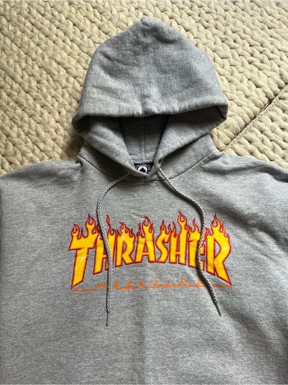 Thrasher Flame Logo Gray Hoodie | medium